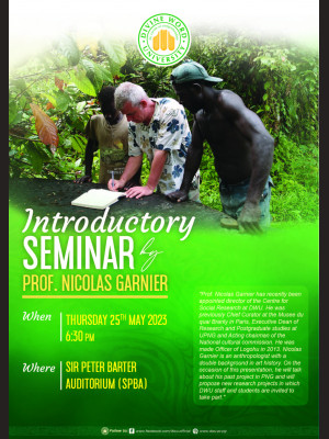 Introductory Seminar By Prof Nicolas Garnier | 6:30 PM Sir Peter Barter Auditorium | Thu 25/05/23
