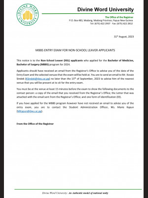 MBBS Entry Exam for Non-School Leaver Applicants for 2024
