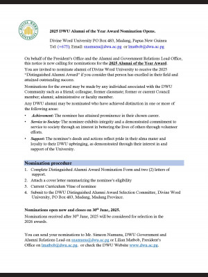 2025 DWU Alumni of the Year Award is Now Open