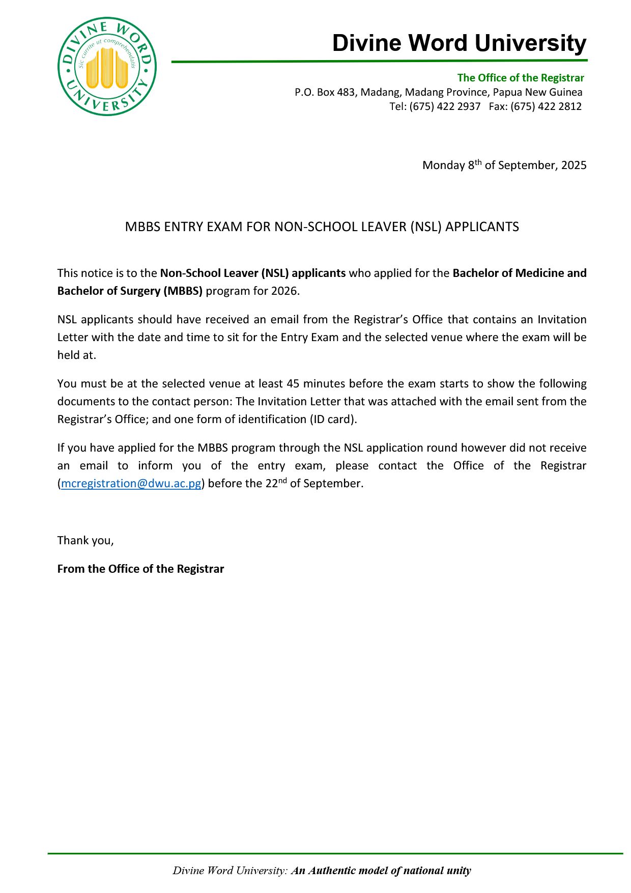 MBBS Entry Exam for Non School Leaver NSL Applicants 1