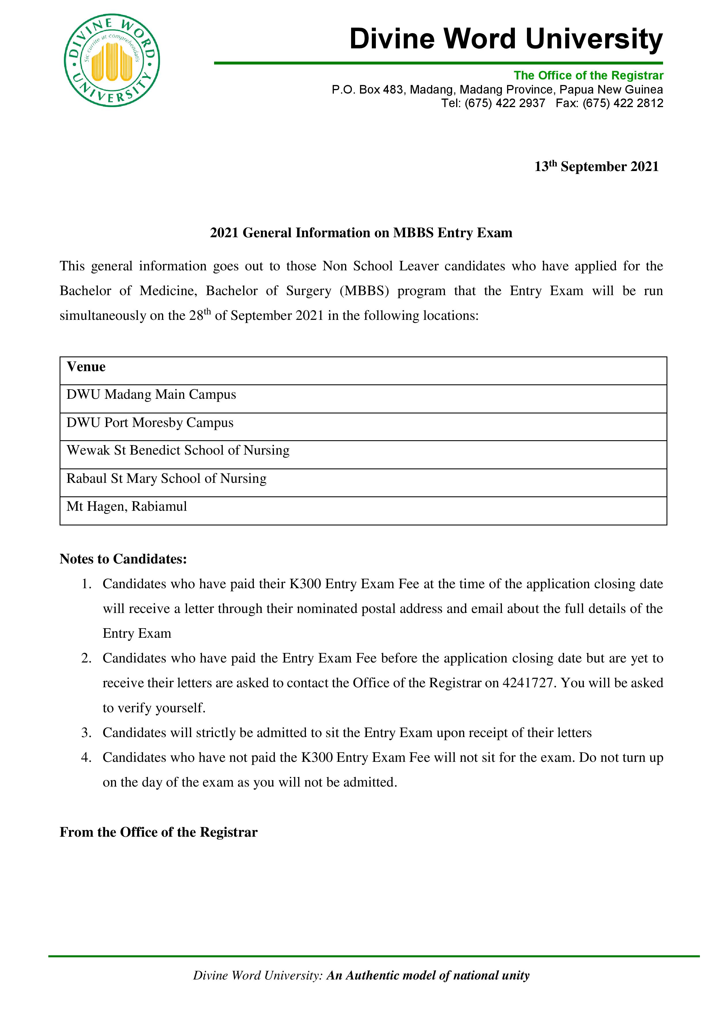 2021 General Information on MBBS Entry Exam page 001